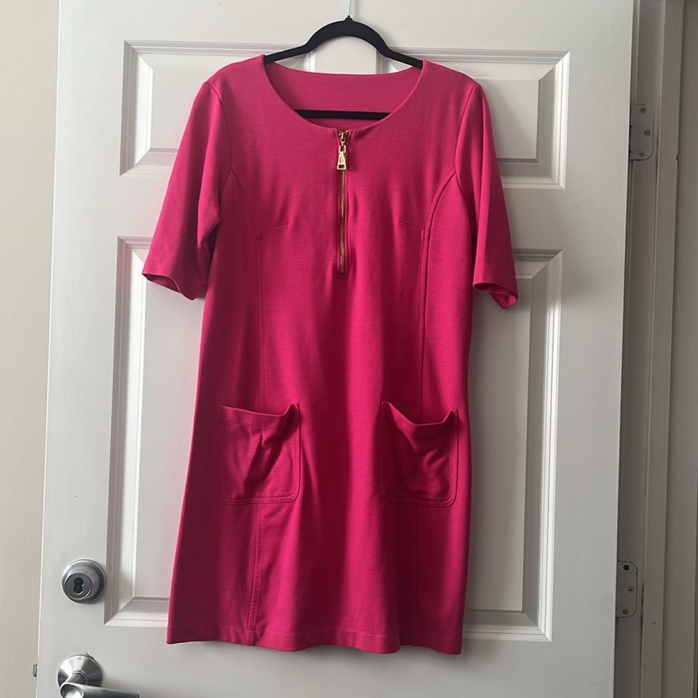 Spartina Helena Ponte Zip Dress Magenta - Picture 3 of 7